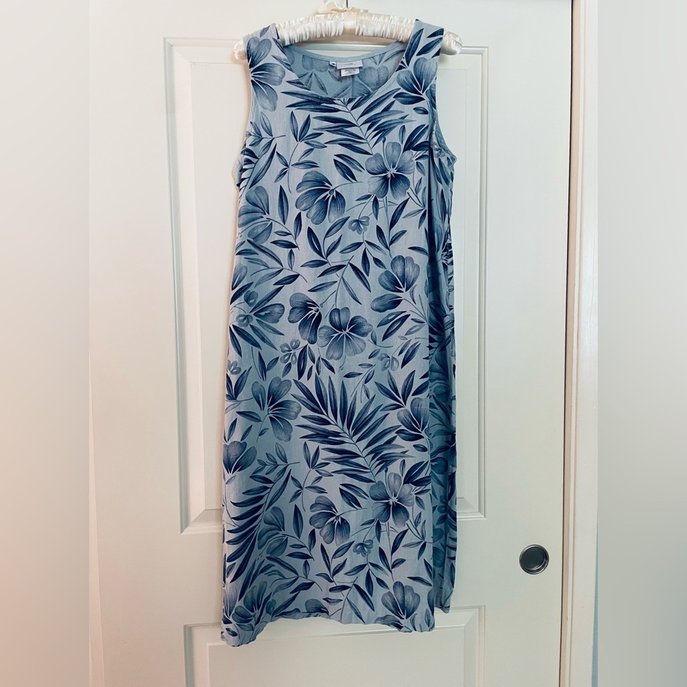 Hot Cotton Blue Floral Midi Dress
